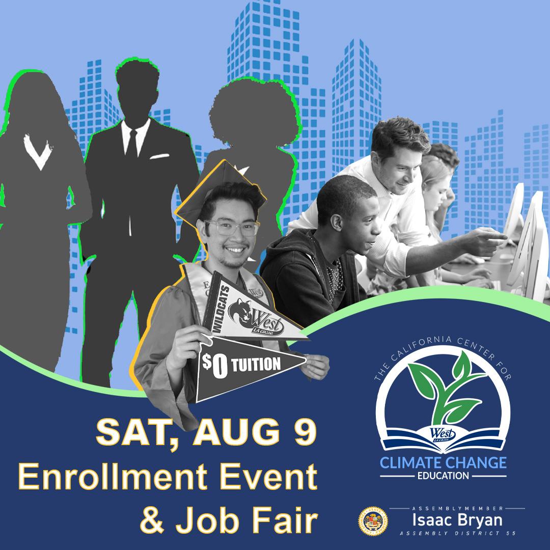 images of business people, a college graduate, and people being assisted with enrollment