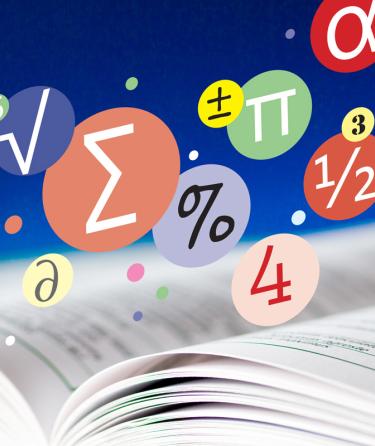 math book and math symbols