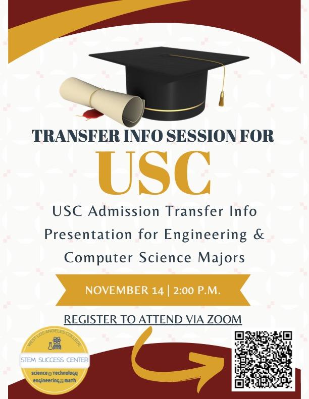 USC transfer event flyer for 10/14 at 2pm via zoom